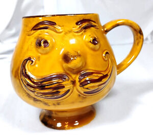 Holiday Designs USA Mustache Face Character Mug Novelty Ceramic Coffee Figural